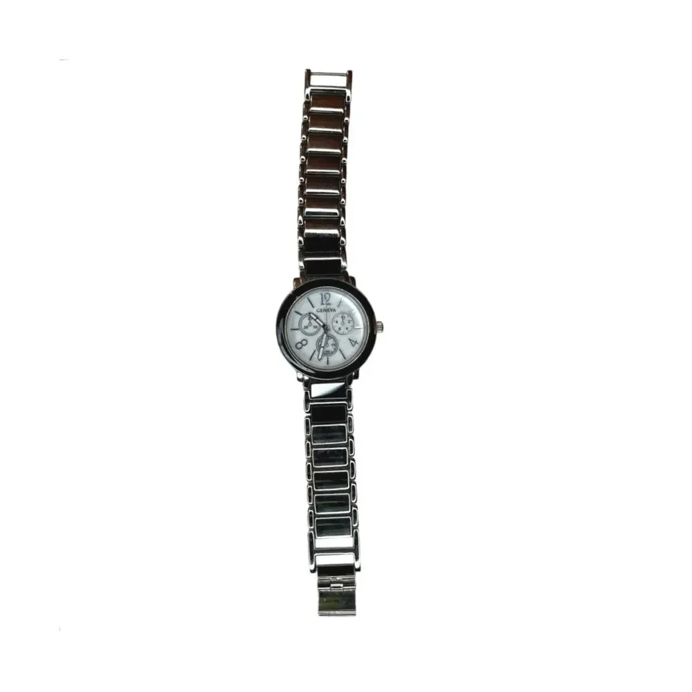 Geneva Stainless Steel Watch Silver Classic Minimalist Accessory